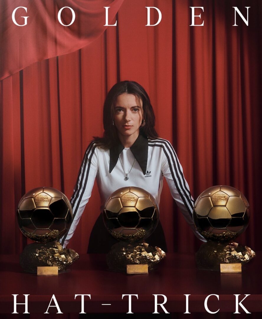 A football talent surrounded by golden footballs